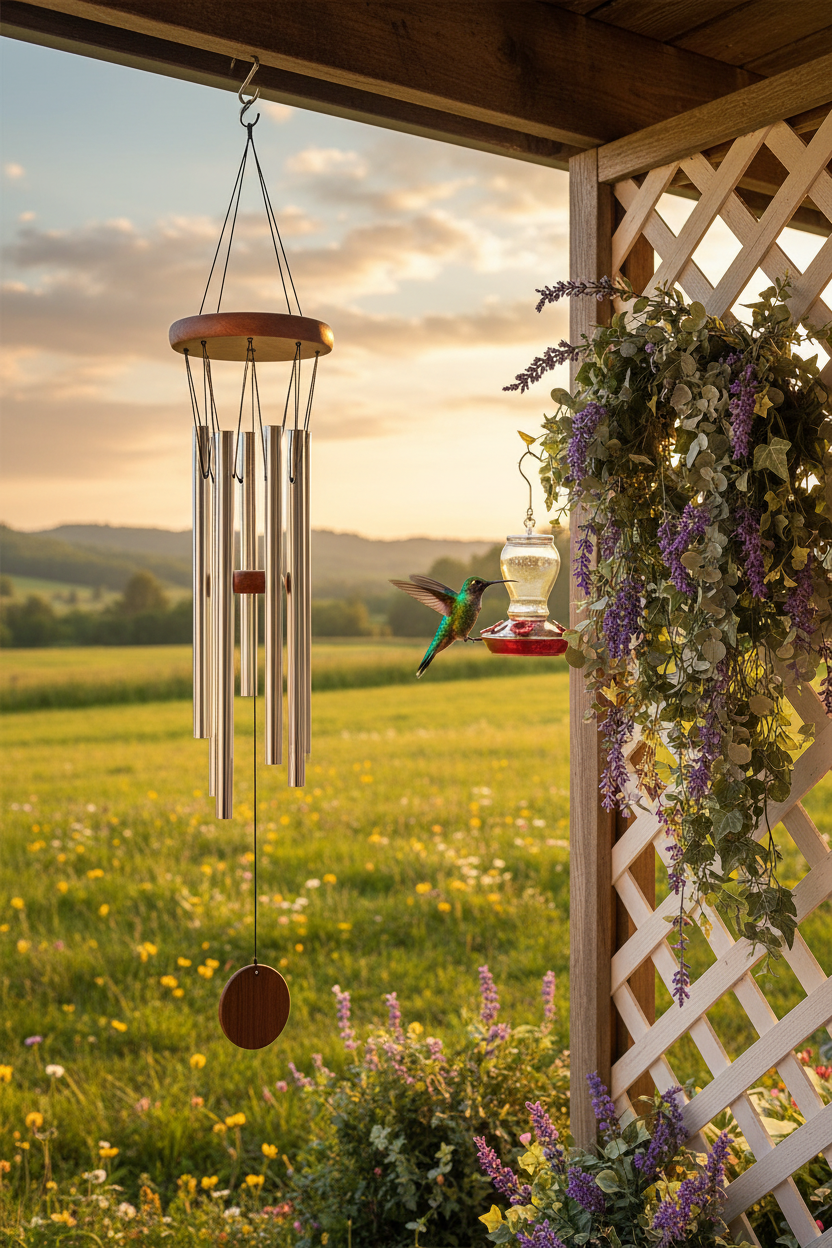 Nature's Melody Premium Spiral Wind Chimes (Silver 37")