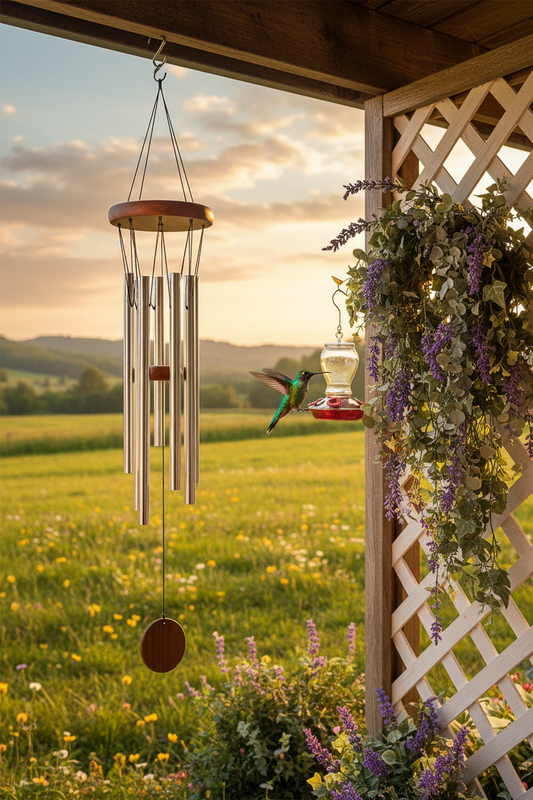 Nature's Melody Premium Spiral Wind Chimes (Silver 37")