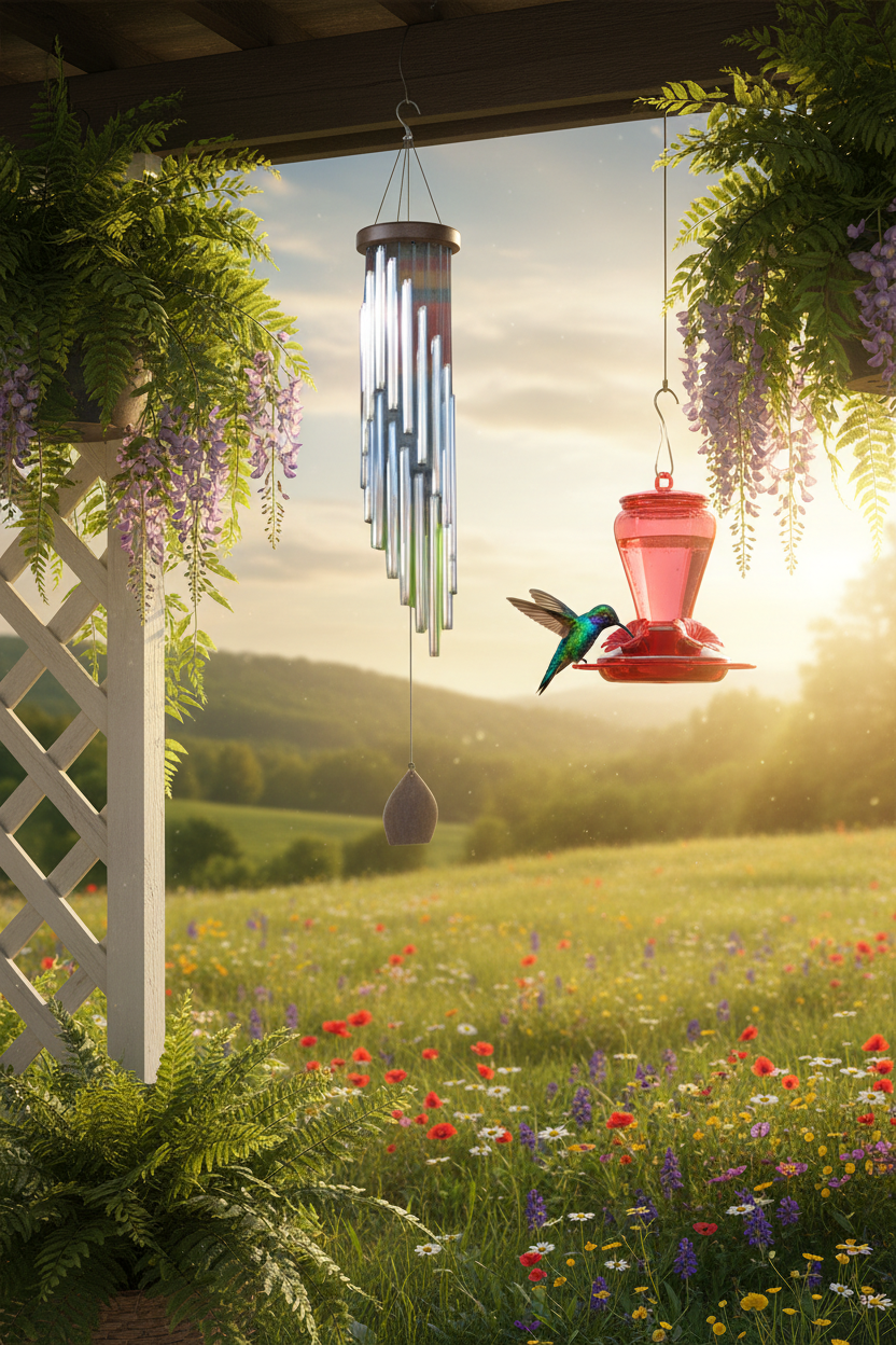 Nature's Melody Premium Spiral Wind Chimes (Silver 37")
