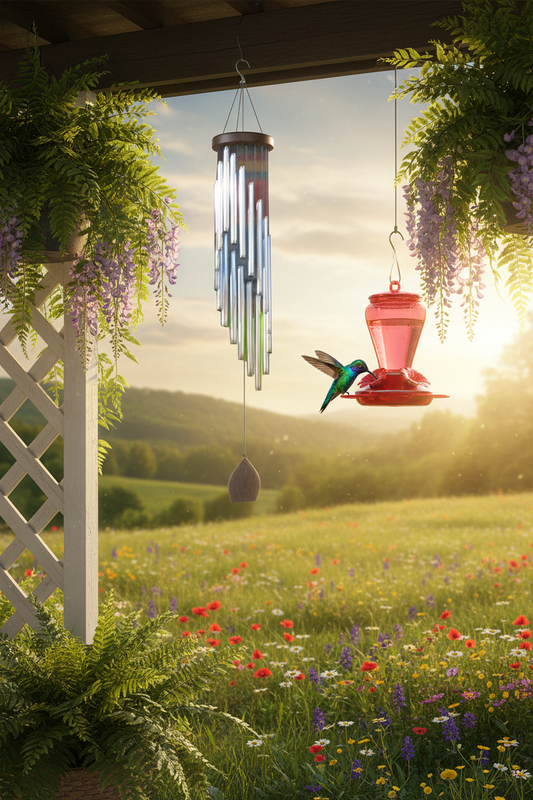 Nature's Melody Premium Spiral Wind Chimes (Silver 37")