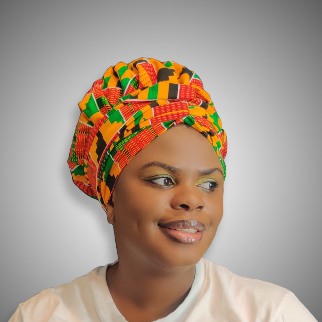 Wood Collection | African Print Satin-Lined Bonnet Wrap