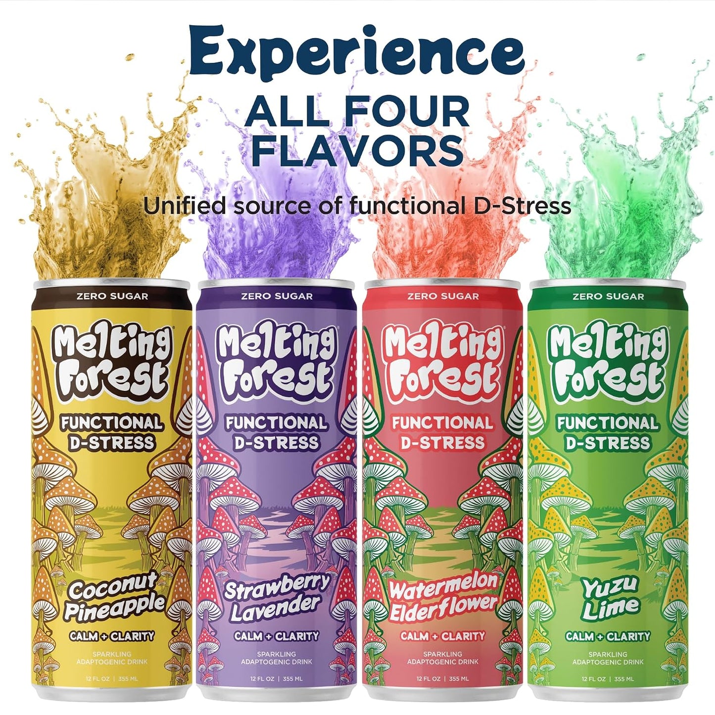 Mushroom D-Stress Drink 12 Pack - Watermelon Elderflower