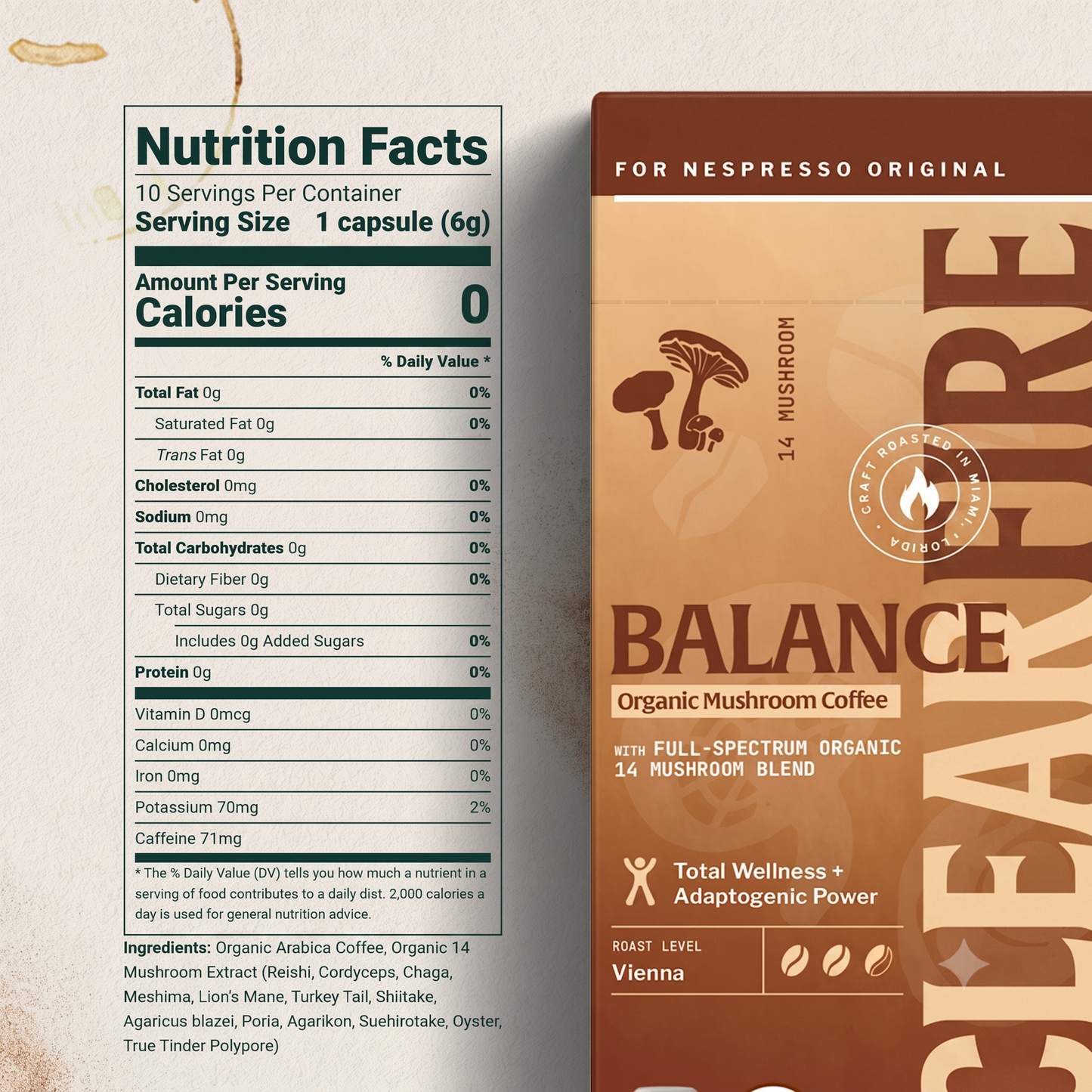Balance 14-Mushroom Espresso Ritual | Grounding Nespresso Compatible Pods