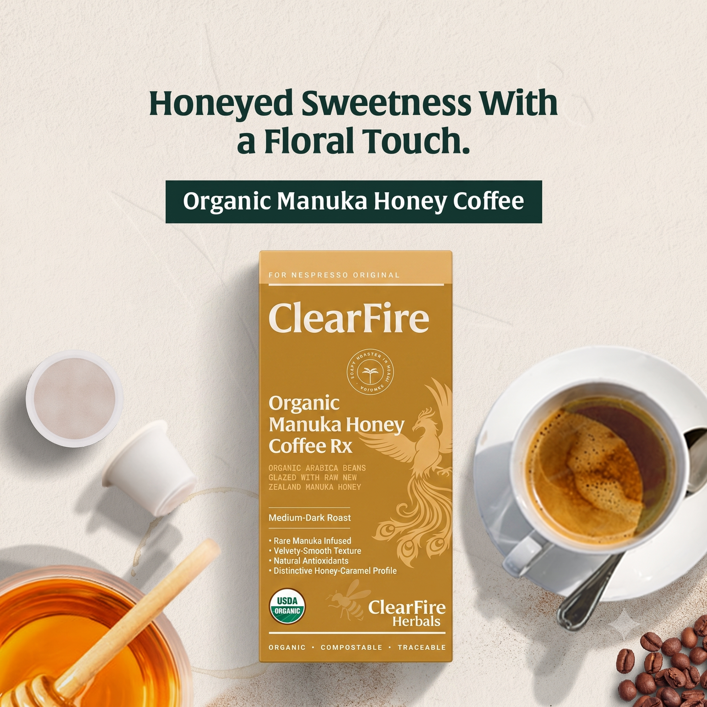 Organic Manuka Honey Coffee | Medium Dark Espresso