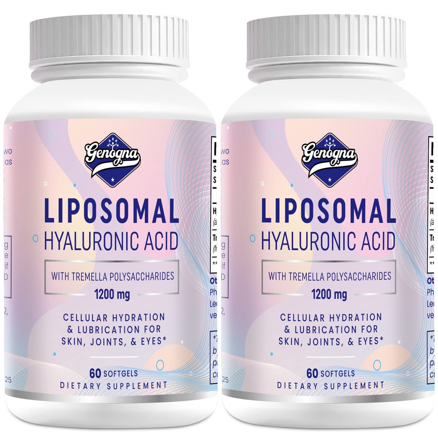 Liposomal Hyaluronic Acid Supplements 1000mg-High Bioavailable Dietary Hyaluronic Acid Capsules-with 200 mg Tremella Polysaccharides for Double Strength Skin HydrationJoint Lubrication2 Pack