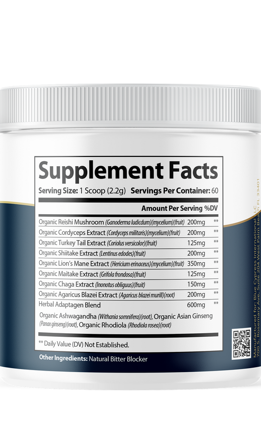 My Balance Organic Mushroom Powder Blend | 7 Mushrooms + Adaptogens | 132g