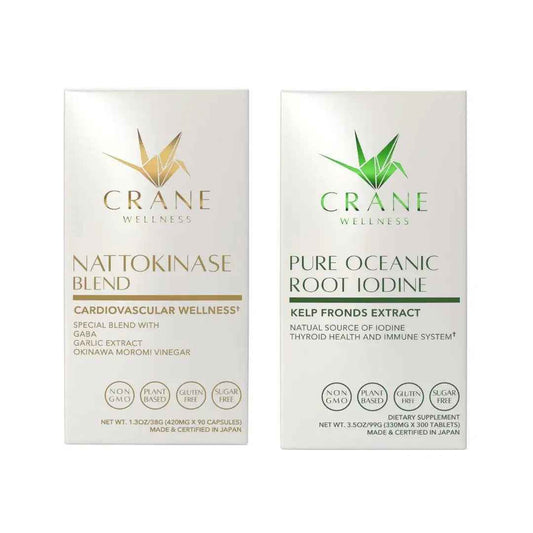 Two Crane Wellness supplement boxes on a white background
