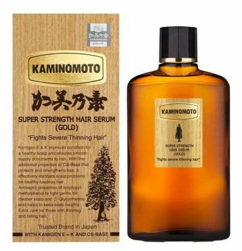Kaminomoto Super Strength Hair Serum Gold bottle and packaging on a white background